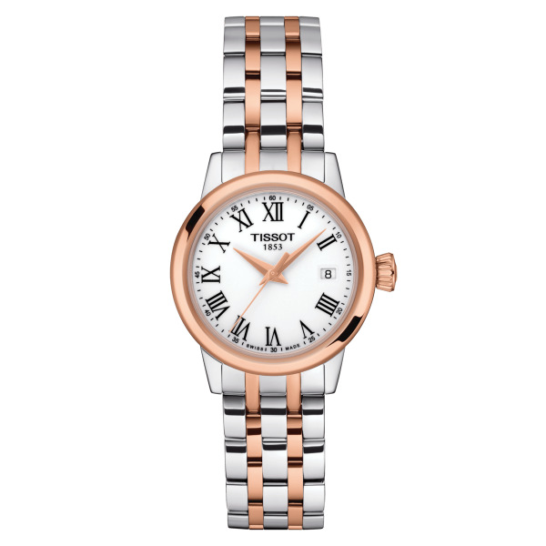 Montre Tissot Classic Dream Lady Cadran Blanc Bracelet Acier PVD Rose
