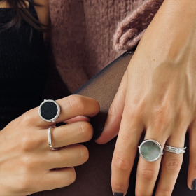 Bague Ginette NY Black Onyx Or Blanc