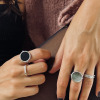 Bague Ginette NY Black Onyx White Gold Disc Ring