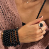 Bague Ginette NY Black Onyx White Gold Disc Ring