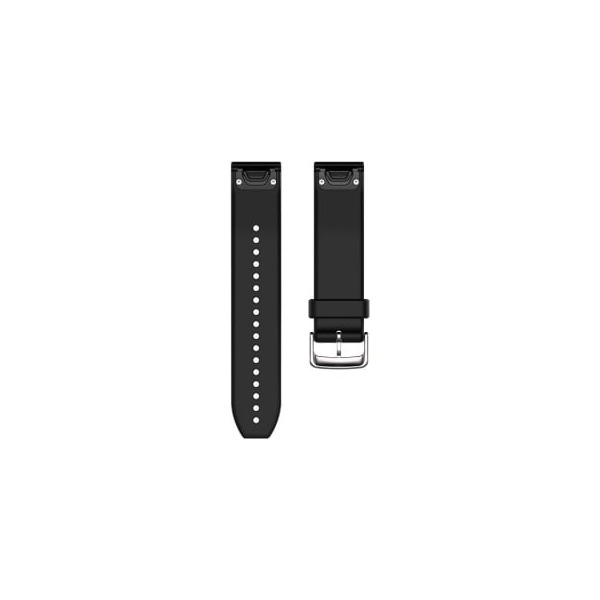 Bracelet Montre Garmin Quickfit 22mm Silicone Noir Boucle Argent