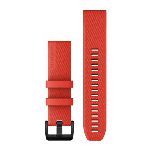 Bracelet Montre Garmin Quickfit 22mm Silicone Rouge Vif Boucle Noire