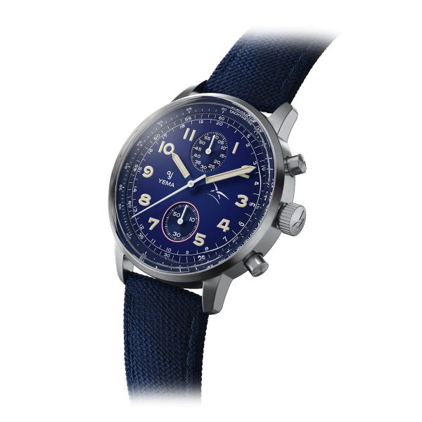 Montre YemaFlygraf Bi-Compax AAE Bleu