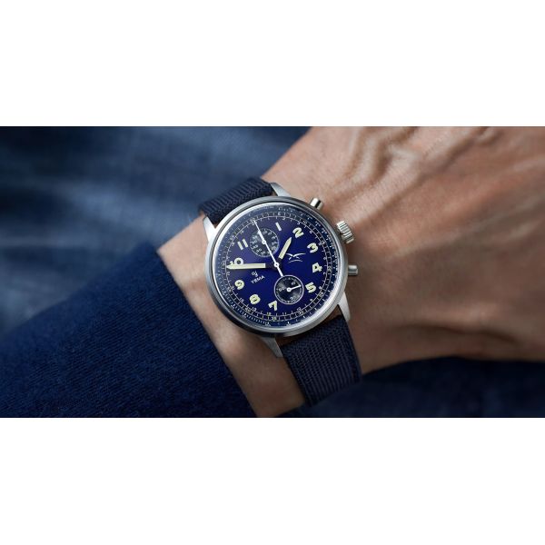 Montre YemaFlygraf Bi-Compax AAE Bleu