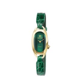 Montre MARCH LA.B Oblongue PVD Gold Emerald Bracelet Alligator