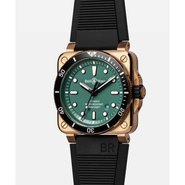 Montre BELL & ROSS BR 03-92 DIVER BLACK & GREEN BRONZE