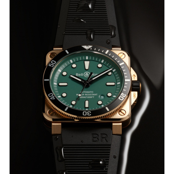 Montre BELL & ROSS BR 03-92 DIVER BLACK & GREEN BRONZE