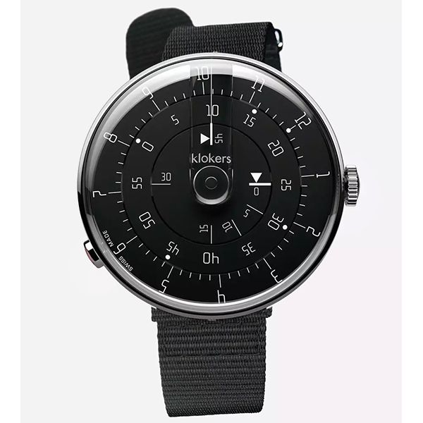 Montre KLOK-01 Minimal Black Cuir Bracelet Nato Noir