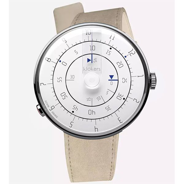 Montre Klokers KLOK-01 Minimal White Bracelet Alcantara Beige