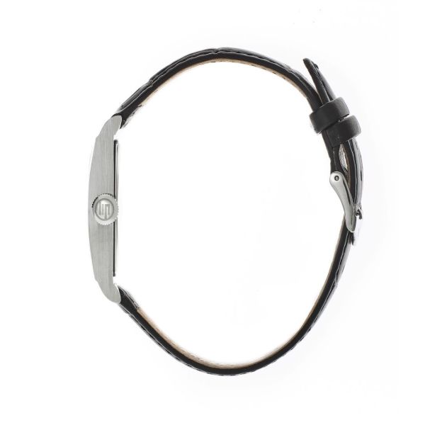 Montre LIP T24 Cadran argenté bracelet cuir Noir