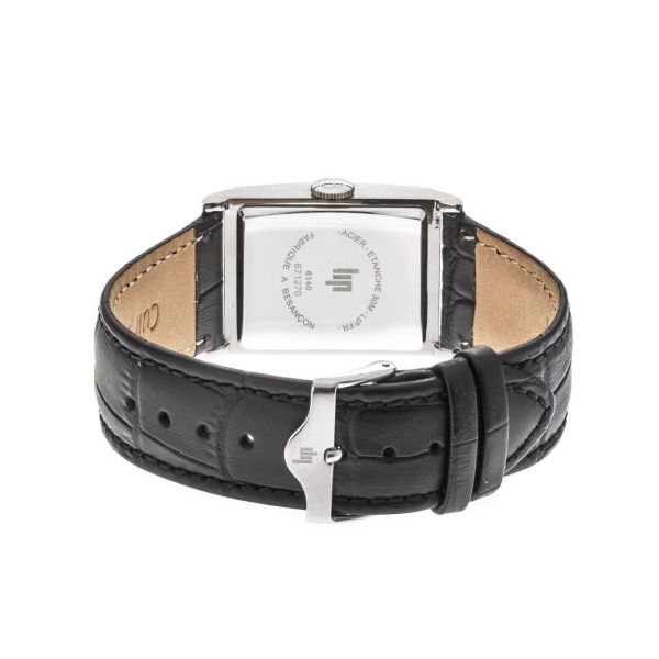 Montre LIP T24 Cadran argenté bracelet cuir Noir