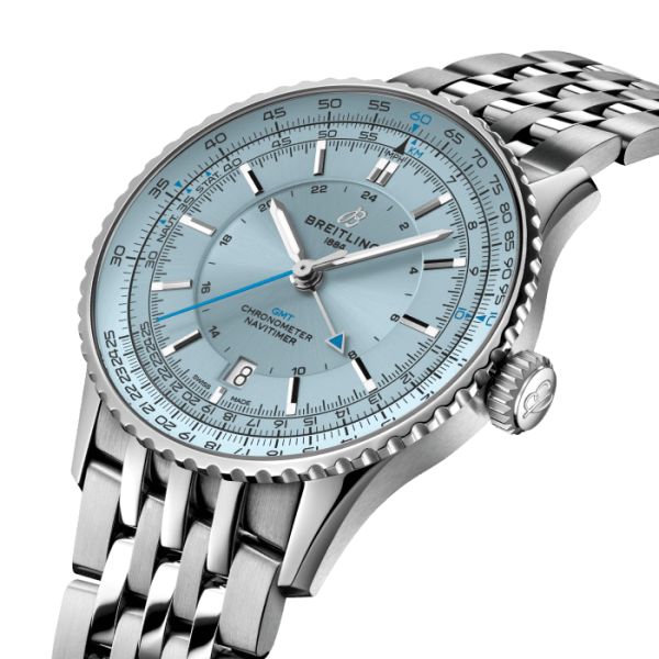 Montre Breitling Navitimer GMT 2024 automatique cadran bleu glacier bracelet acier 41 mm