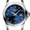 Montre Longines Conquest Cadran Bleu Index Diamants Bracelet Acier