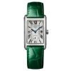 Montre Longines DolceVita Cadran Argenté Flinqué Bracelet Cuir Vert