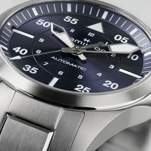 Montre Hamilton Khaki Aviation Pilot Auto Cadran Bleu