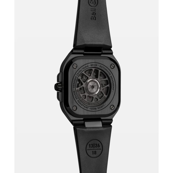 Montre BELL & ROSS BR-X5 Black Ceramic Bracelet Caoutchouc