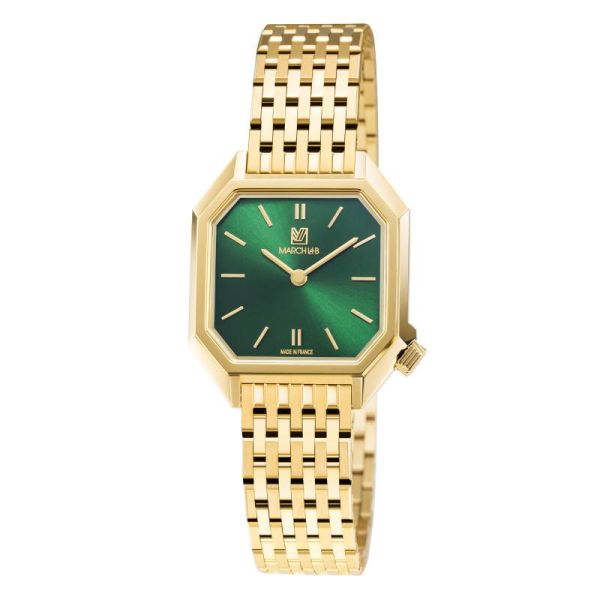 Montre MARCH LA.B Milady Mansart Gold Quartz Cadran Emerald