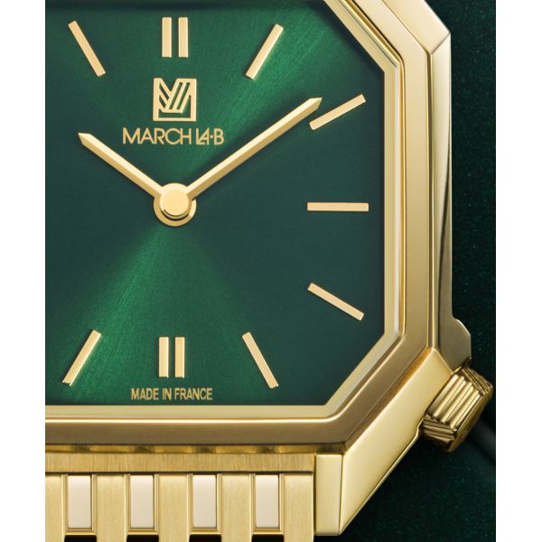 Montre MARCH LA.B Milady Mansart Gold Quartz Cadran Emerald