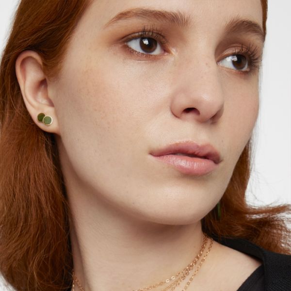 Boucles d'Oreilles Ginette NY Ever Jade Disc Studs