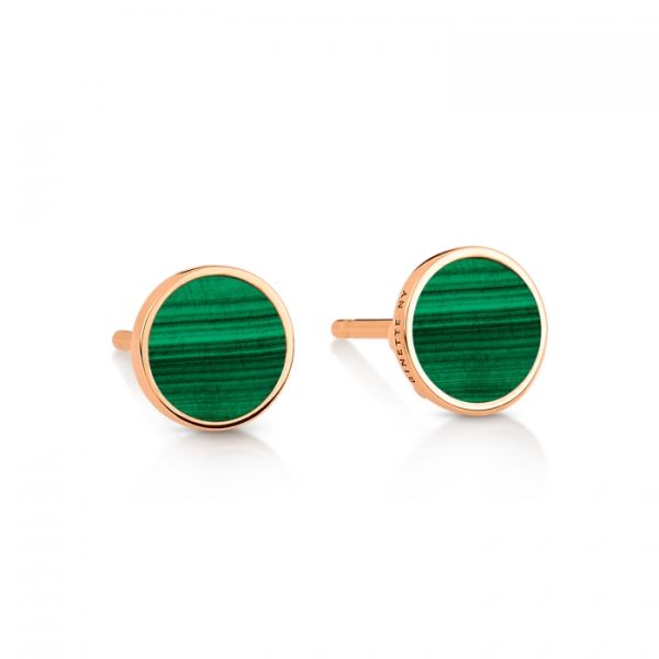 Boucles d'Oreilles Ginette NY Ever Malachite Disc Studs