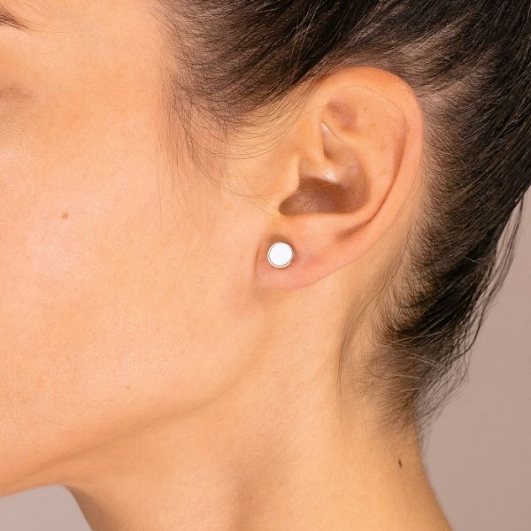Boucle d'Oreille Ginette NY Solo Ever Agate Disc Studs