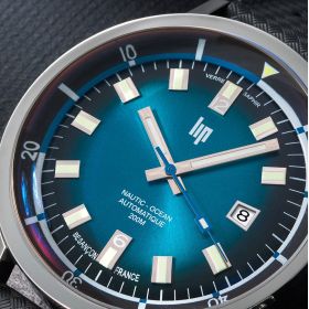 Montre LIP Nautic 3 Cadran Noir Bracelet Caoutchouc Noir