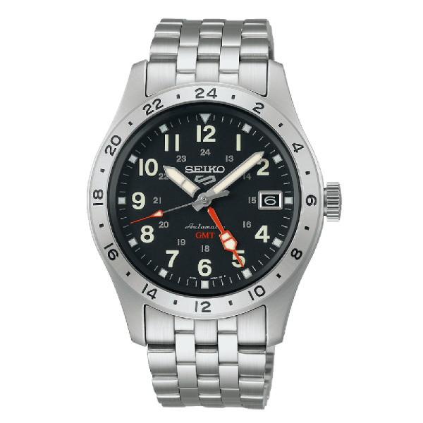 Montre Seiko 5 Automatique 3 Aiguilles Cadran Noir Bracelet Acier