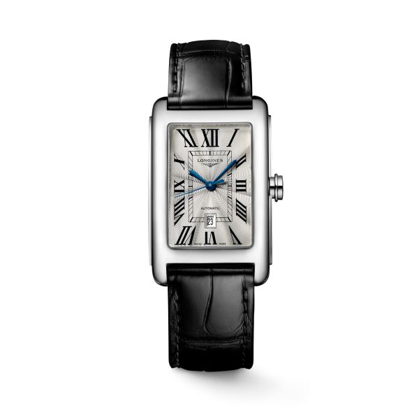 Montre Longines DolceVita Cadran Argent Flinqué Bracelet Cuir Noir