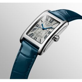Montre Longines DolceVita Cadran Argent Flinqué Bracelet Cuir Bleu