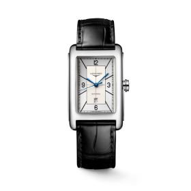 Montre Longines DolceVita Cadran Argent Bracelet Cuir Noir