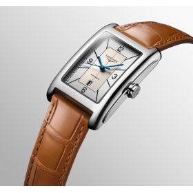Montre Longines DolceVita Cadran Argent Bracelet Cuir Brun