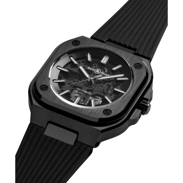 Montre BELL & ROSS BR05 Skeleton Black Ceramic Bracelet Caoutchouc