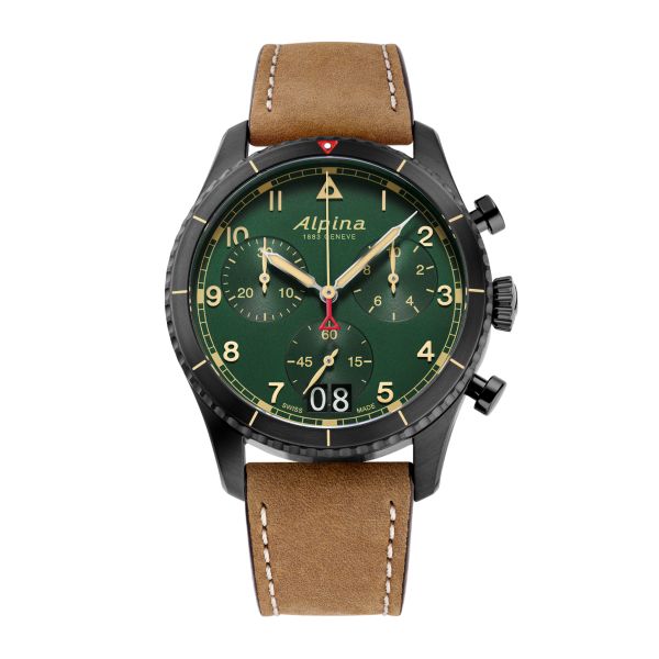 Montre Alpina Startimer Pilot Quartz Chronographe Grande Date Cadran Vert