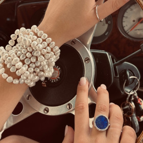 copy of Bague Ginette NY Black Onyx White Gold Disc Ring