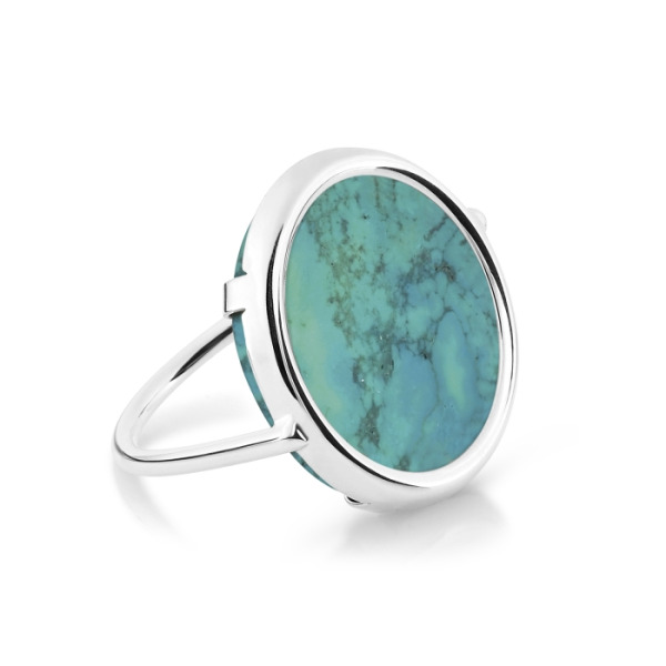 Bague Ginette NY Turquoise White Gold Disc Ring