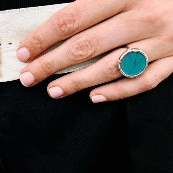 copy of Bague Ginette NY Black Onyx White Gold Disc Ring