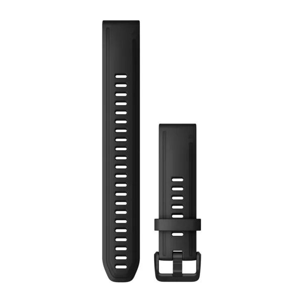 Bracelet Montre Garmin Quickfit 20mm Silicone Noir Boucle Noire