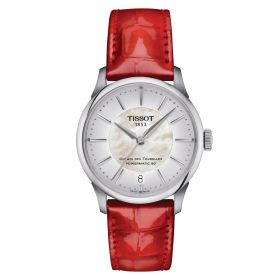 Montre Tissot Chemin des Tourelles Powermatic 80 Lady Bracelet Cuir Rouge