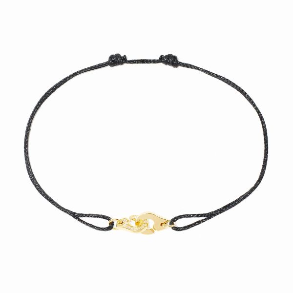 Bracelet Dinh Van Menottes R6,5 cordon or jaune & diamants