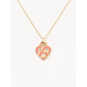 Pendentif Poiray Coeur Entrelacé Petit Modèle Or Jaune Émail Jaune Poudré