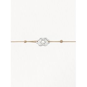 Bracelet Duo Poiray Argent sur Cordon Beige