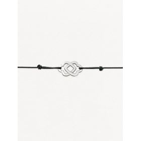 Bracelet Duo Poiray Argent sur Cordon Noir