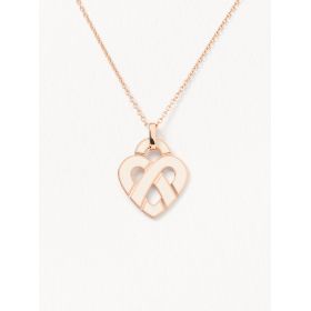 Pendentif Poiray Coeur Entrelacé Moyen Modèle Or Rose Émail Ivoire
