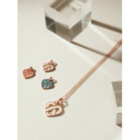 Pendentif Poiray Coeur Entrelacé Moyen Modèle Or Rose Émail Ivoire