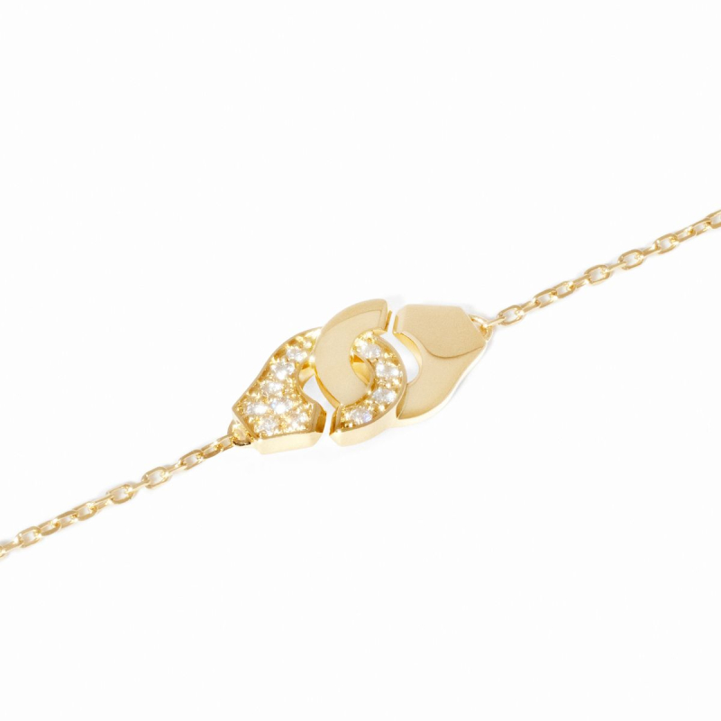 BraceletDinh Van Menottes R8 1/2 Diamants Or Blanc sur chaîne
