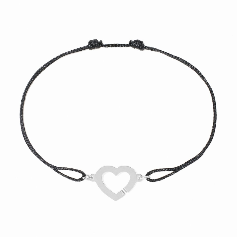 Bracelet sur cordon Cœur R12 Or Blanc