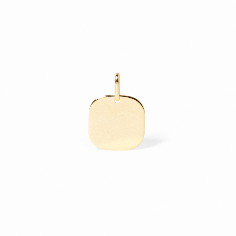 Bracelet Dinh Van Plaque Carrée Or Jaune sur cordon