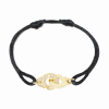 Bracelet Dinh Van Menottes R12 1/2 Diamants Or Jaune sur cordon