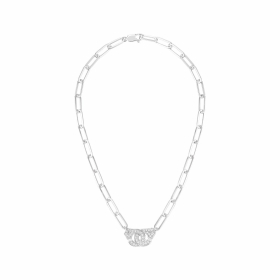 Collier Menottes Dinh Van R15 Diamants Or Blanc sur Chaîne