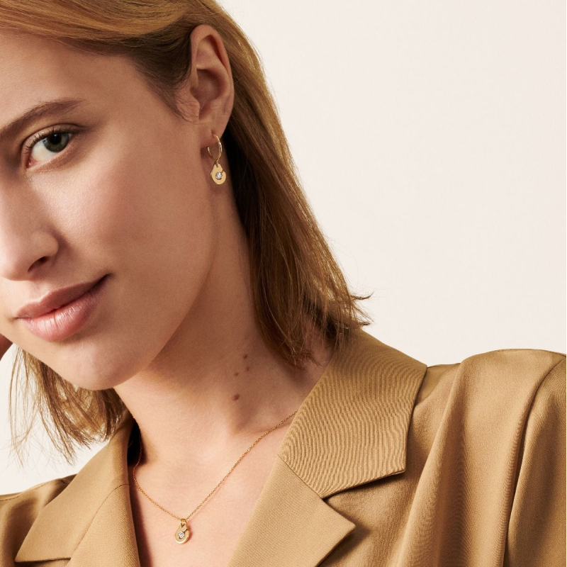 Collier Dinh Van Menottes R8 or jaune & diamant